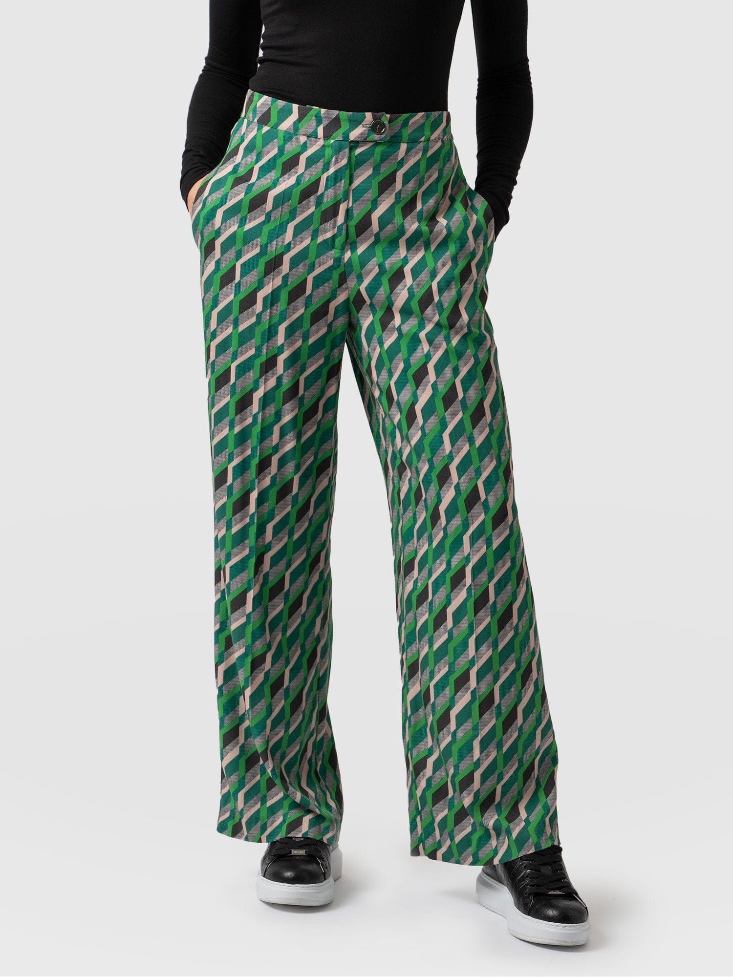 Aimee Palazzo Pant Jardin Geo - Women's Trousers | Saint + Sofia® UK